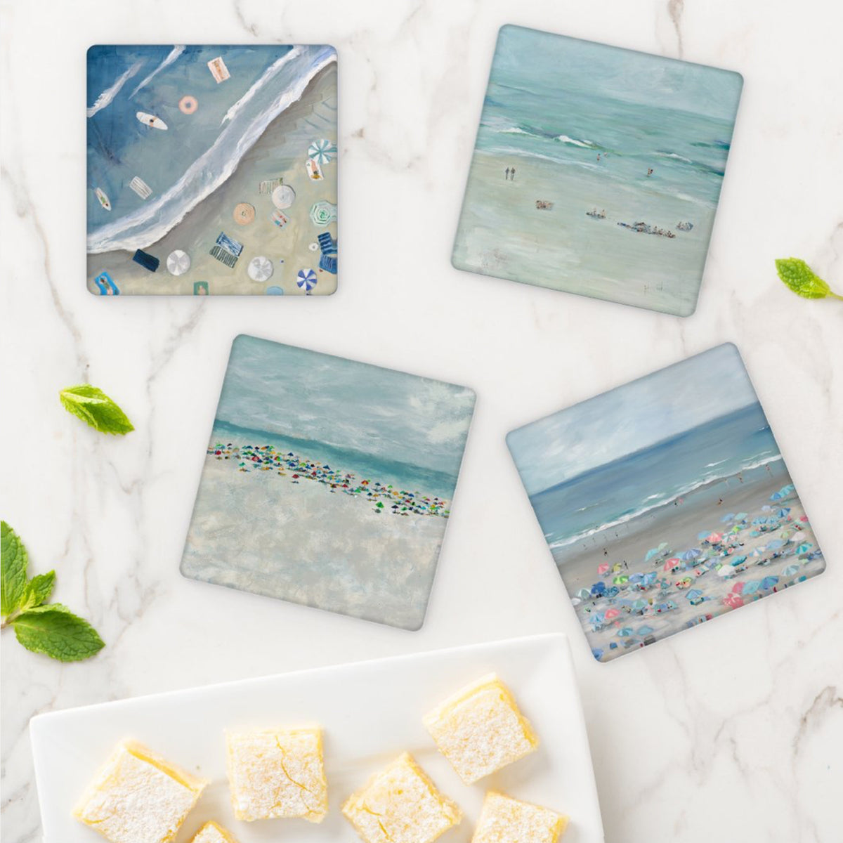 Acrylic Coaster Set Holder Beach Kim Hovell