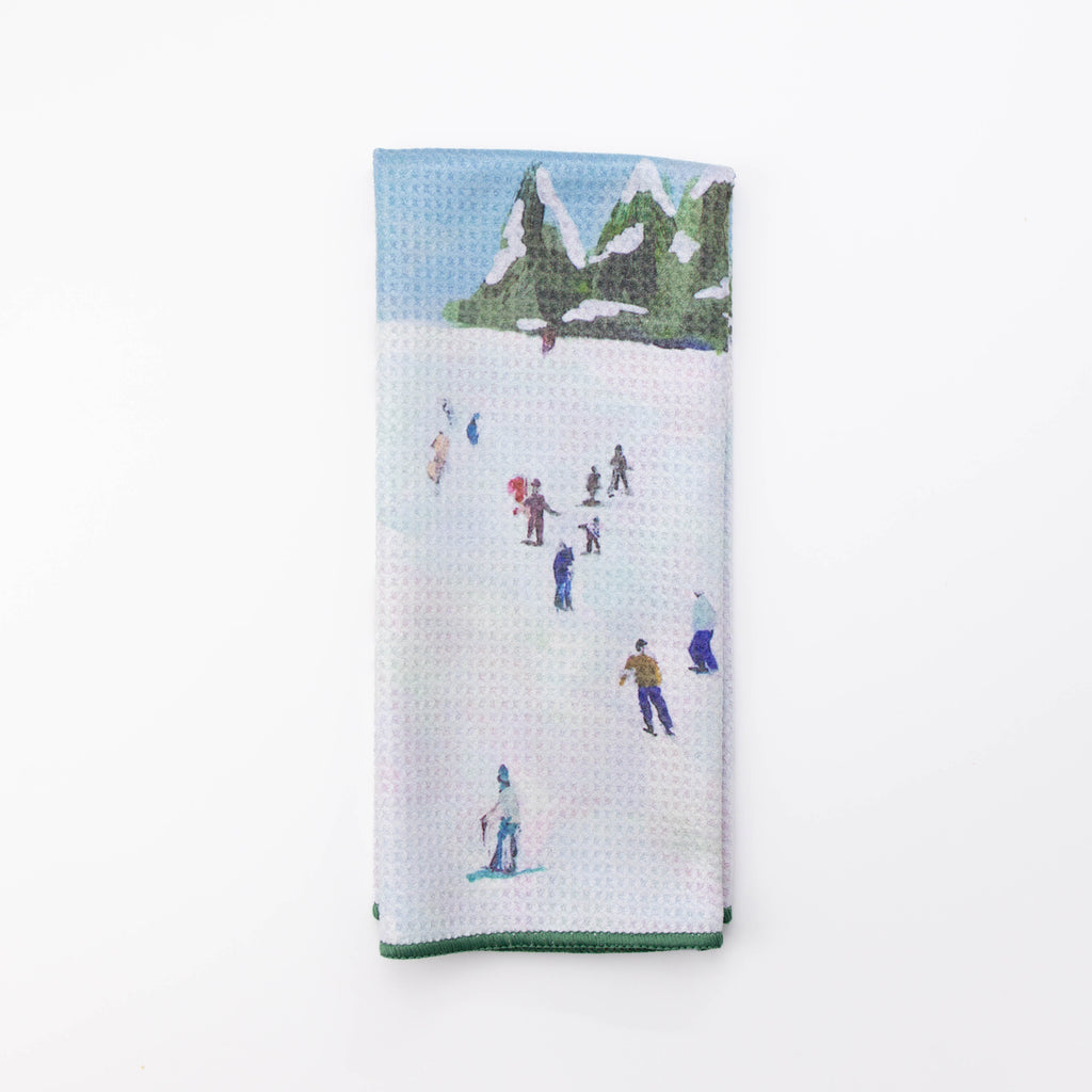 Ski Theme Reversible Tea Towel