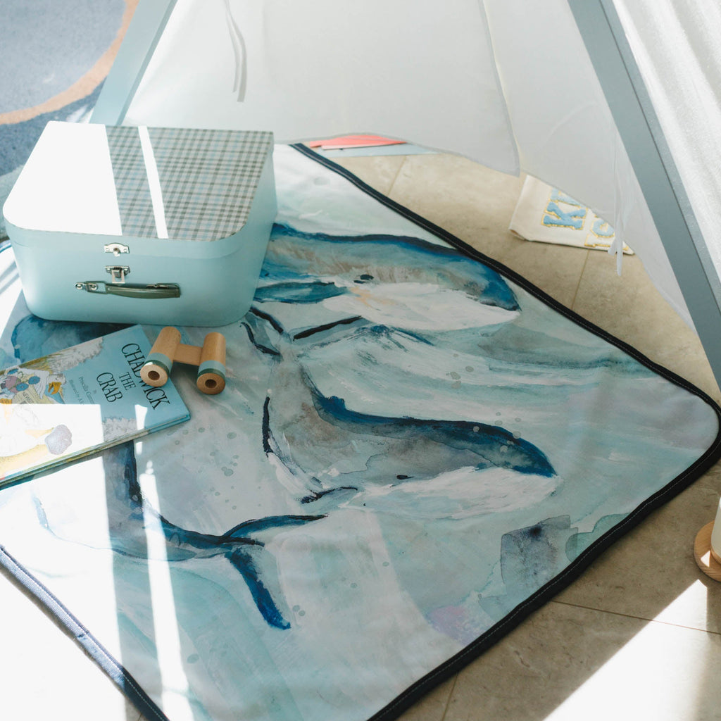 Baby blanket with whale design