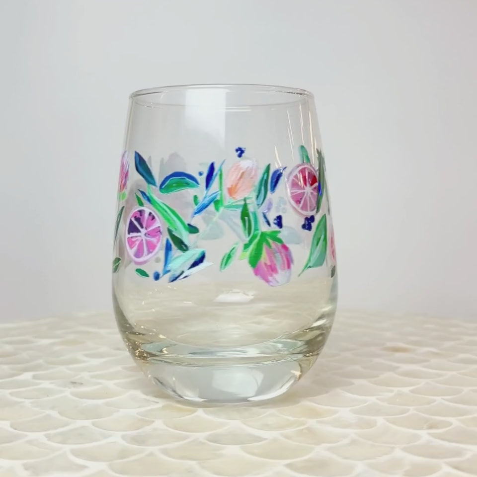 Kim Hovell Citrus Crush Libbey Wine Glass 