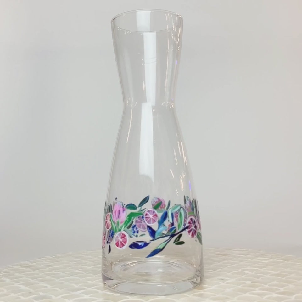 Kim Hovel 32oz Glass Carafe with Citrus Crush Design 