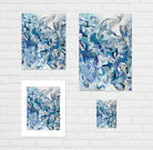 Kim Hovell artwork 'Azul Oysters' on size references against white brick wall